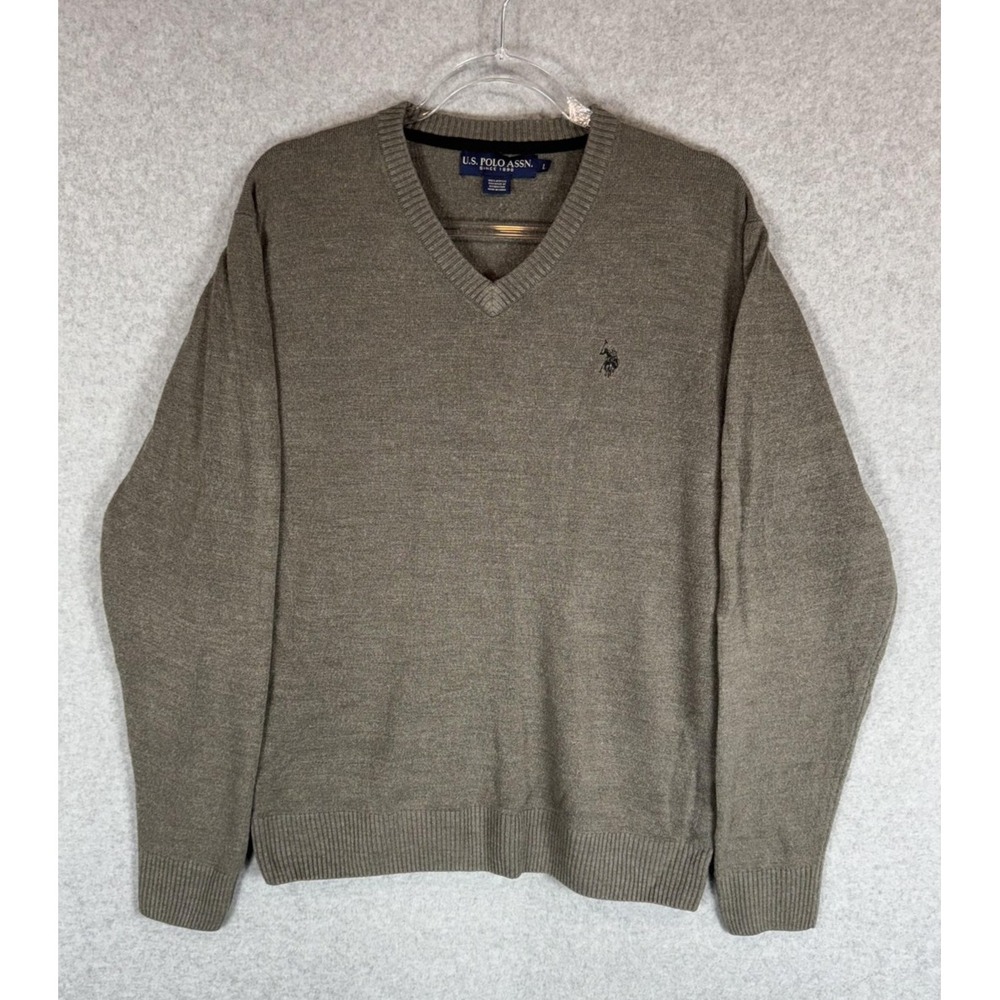 US Polo Assn Sweater Mens Large V Neck Pullover‎ Classic Fall 2014 Acrylic
